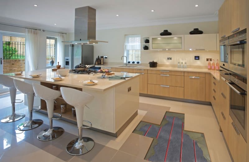 wet underfloor heating pipes kitchen